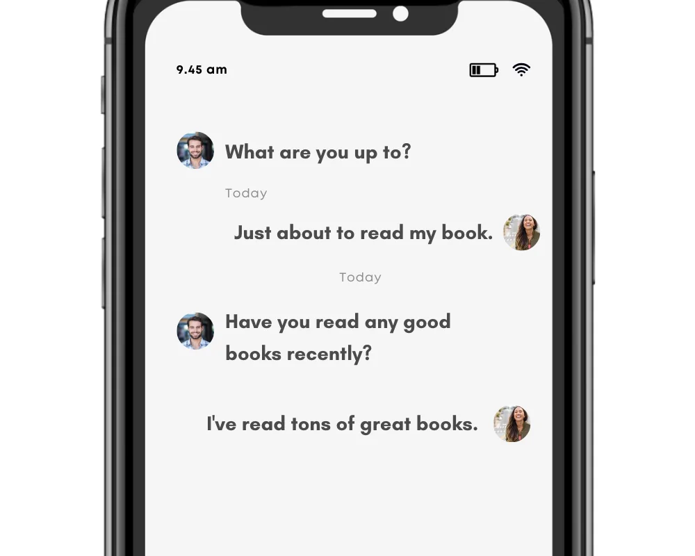 The verb read in text message conversation.