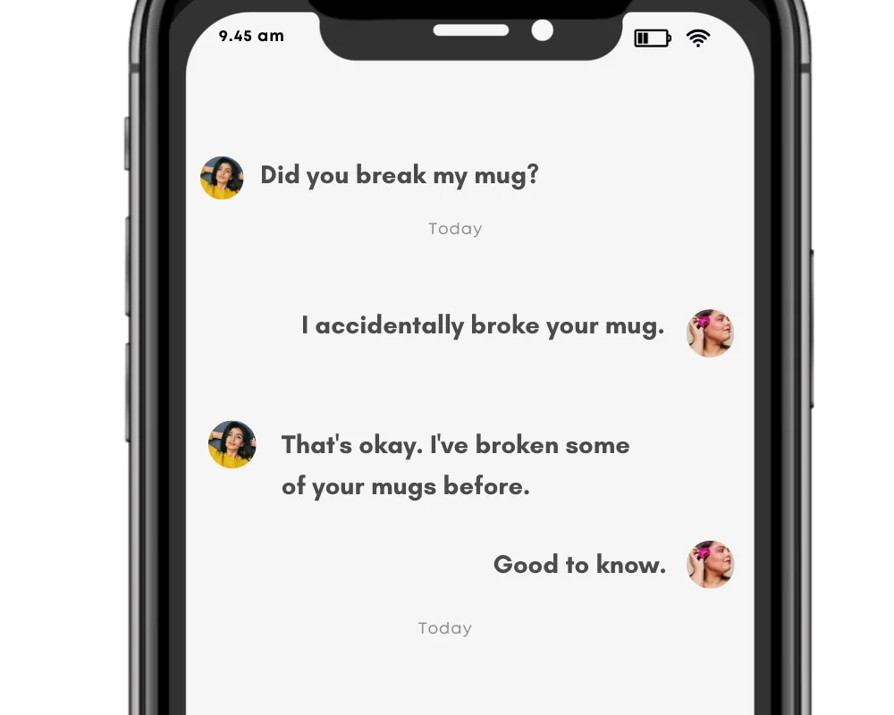 The verb to break used in text conversation. Made by Gflex on Canva.