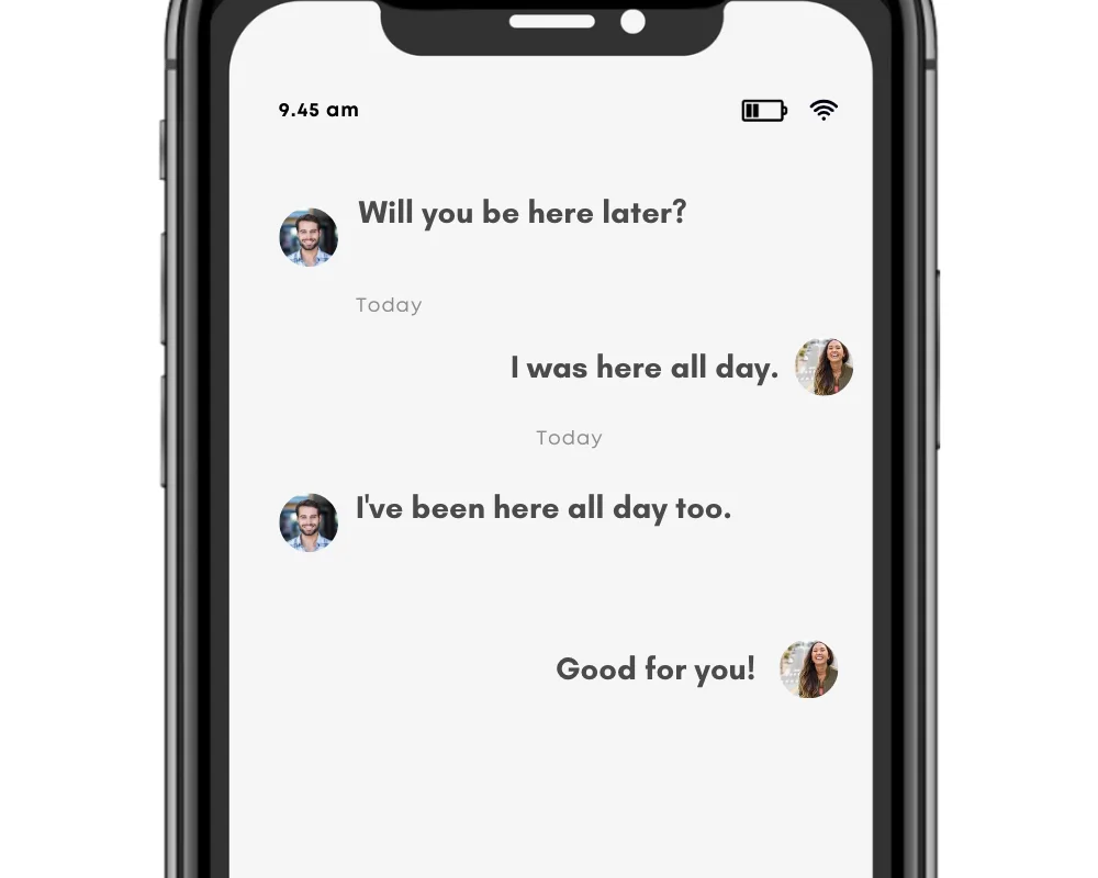 The verb 'to be' in text messages.