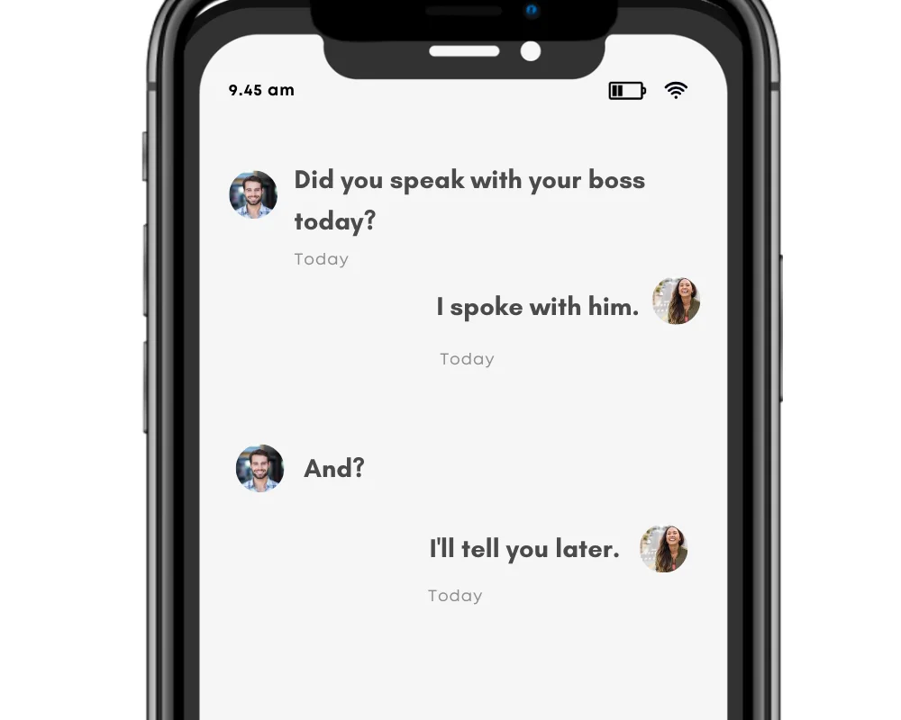 The verb, 'to speak', in context, in text conversation. Image by Gflex on Canva.