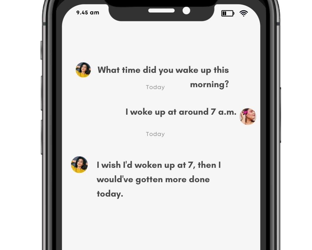 Conjugations of the verb 'wake' (in text message).