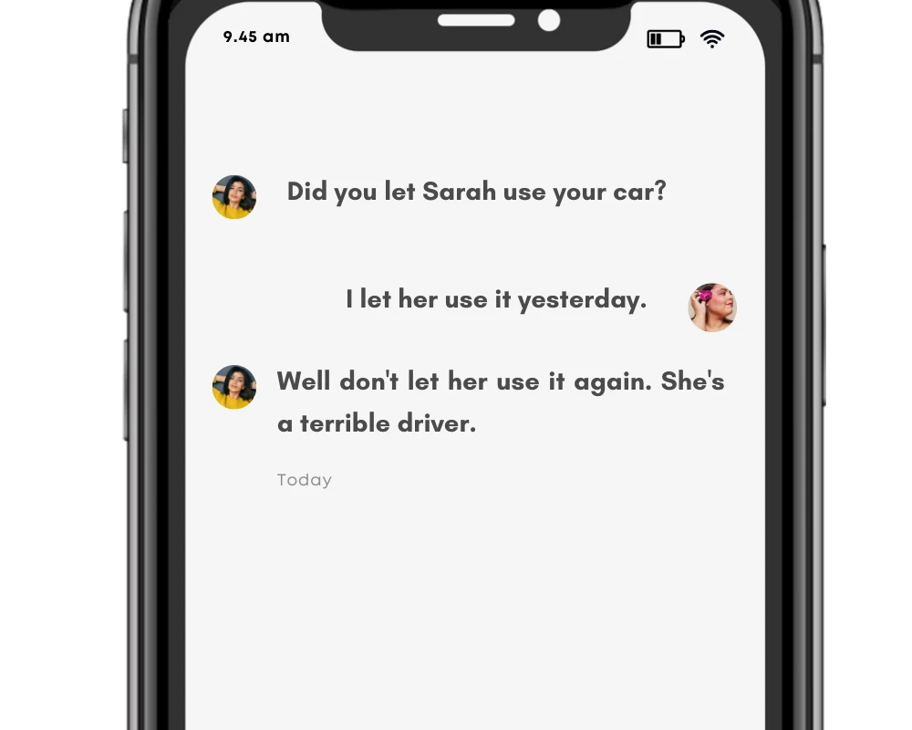 The past tense of let in text conversation.