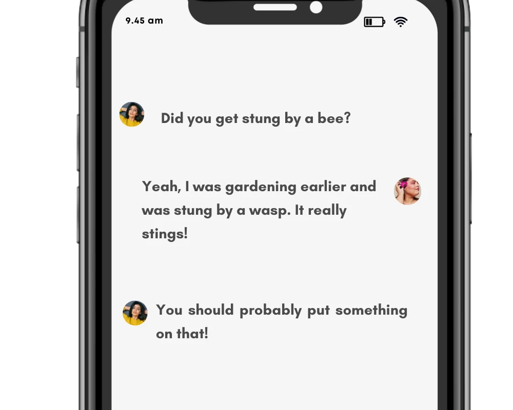 Sting/stung used in text conversation.