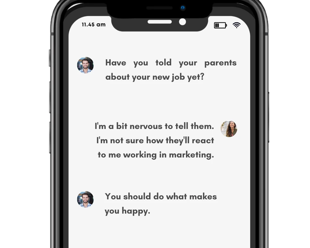 Tell/told used in context (in conversation).