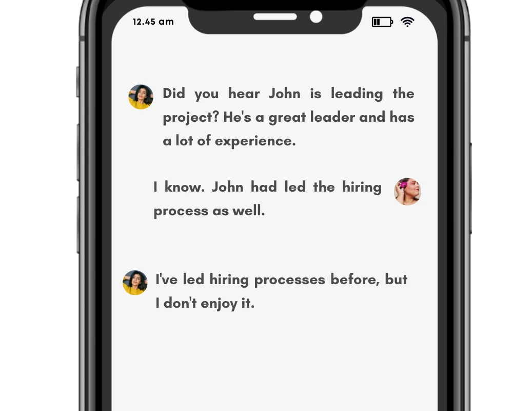 The verb lead/led in text conversation.
