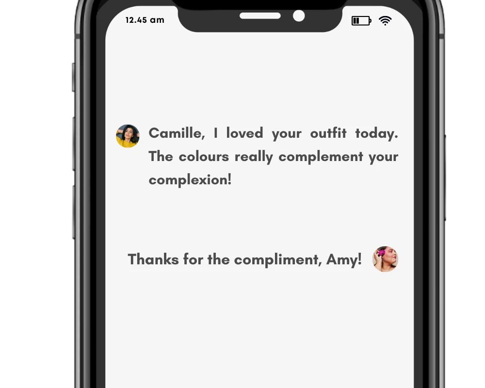 Complement/compliment in text conversation.